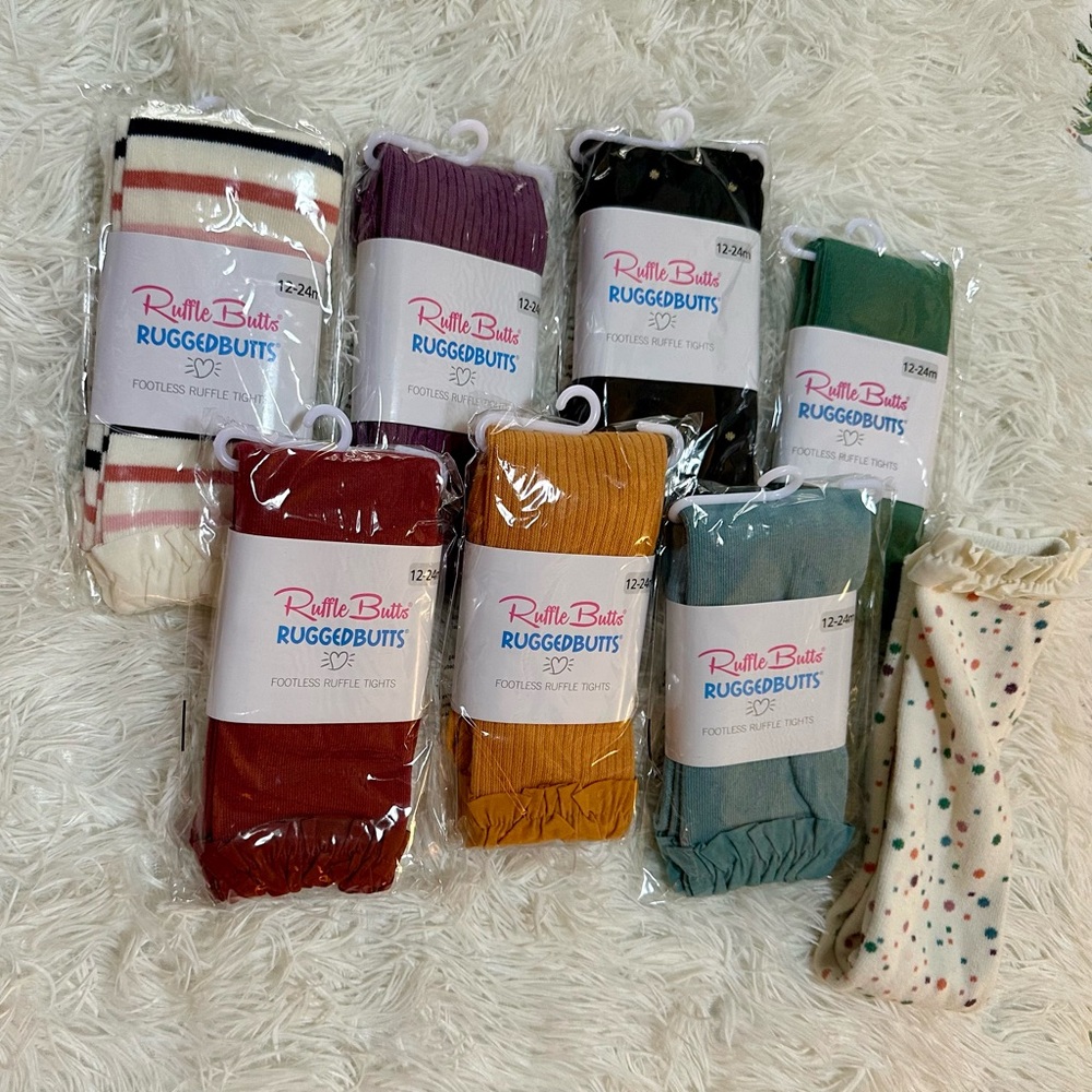 Ruffle Butts Footless Ruffle Tights Bundle - 7 pair NWT size 12-24 months